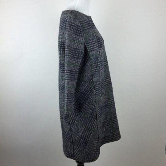 Mango 73% Wool Sweater dress with pockets 3/4 sleeve plaid academia - Picture 3 of 9